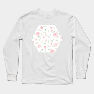 Blush pink Floral Watercolor | Pattern Long Sleeve T-Shirt